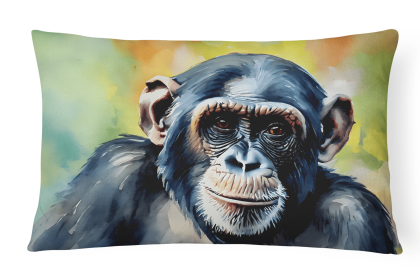 Watercolor Wildlife Throw Pillow (Design: Chimpanzee 2893)