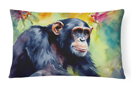 Watercolor Wildlife Throw Pillow (Design: Chimpanzee 2895)