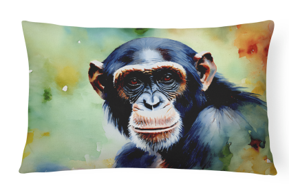 Watercolor Wildlife Throw Pillow (Design: Chimpanzee 2896)