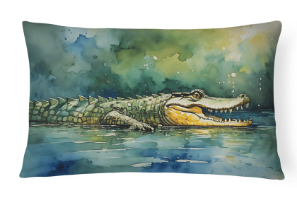 Watercolor Wildlife Throw Pillow (Design: Crocodile 2897)
