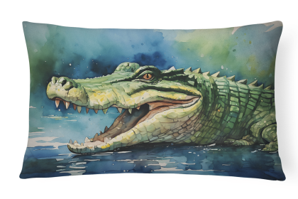 Watercolor Wildlife Throw Pillow (Design: Crocodile 2898)
