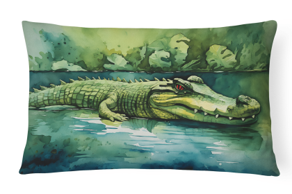 Watercolor Wildlife Throw Pillow (Design: Crocodile 2899)