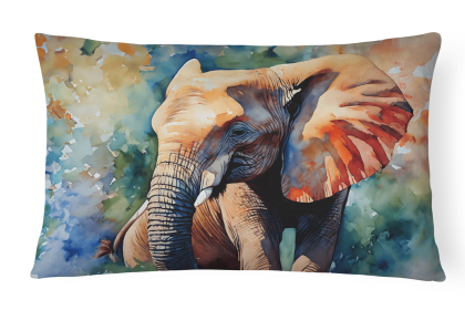 Watercolor Wildlife Throw Pillow (Design: Elephant 2909)