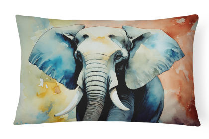 Watercolor Wildlife Throw Pillow (Design: Elephant 2910)