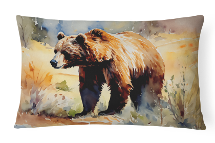 Watercolor Wildlife Throw Pillow (Design: Grizzly Bear 2923)