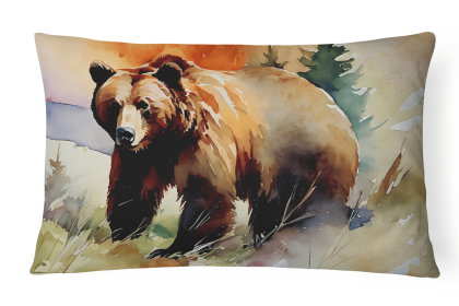 Watercolor Wildlife Throw Pillow (Design: Grizzly Bear 2924)