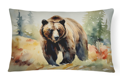 Watercolor Wildlife Throw Pillow (Design: Grizzly Bear 2925)