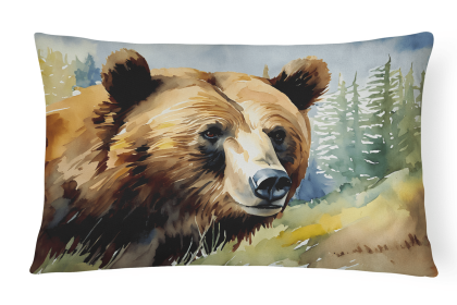 Watercolor Wildlife Throw Pillow (Design: Grizzly Bear 2926)