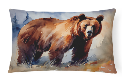 Watercolor Wildlife Throw Pillow (Design: Grizzly Bear 2927)