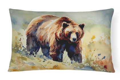 Watercolor Wildlife Throw Pillow (Design: Grizzly Bear 2928)