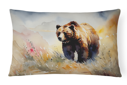 Watercolor Wildlife Throw Pillow (Design: Grizzly Bear 2930)