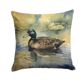 Watercolor Birds Throw Pillow (Design: American Black Duck 3178)