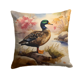 Watercolor Birds Throw Pillow (Design: American Black Duck 3179)