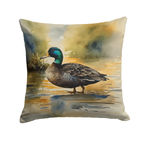 Watercolor Birds Throw Pillow (Design: American Black Duck 3180)