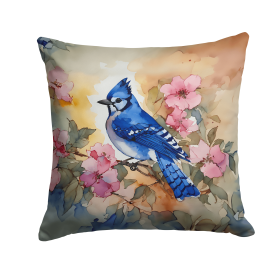Watercolor Birds Throw Pillow (Design: Blue Jay 3185)