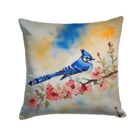Watercolor Birds Throw Pillow (Design: Blue Jay 3187)
