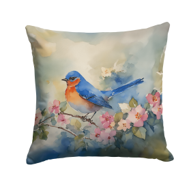 Watercolor Birds Throw Pillow (Design: Bluebird 3190)