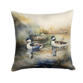 Watercolor Birds Throw Pillow (Design: Bufflehead 3194)