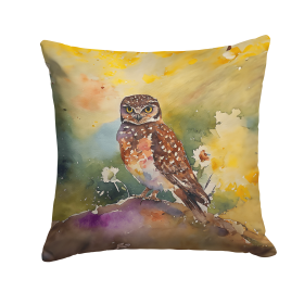 Watercolor Birds Throw Pillow (Design: Burrowing Owl 3195)