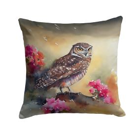 Watercolor Birds Throw Pillow (Design: Burrowing Owl 3196)