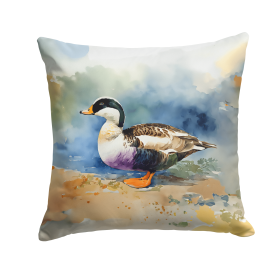 Watercolor Birds Throw Pillow (Design: Common Eider Duck 3204)