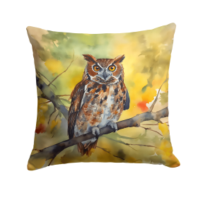 Watercolor Birds Throw Pillow (Design: Eastern Screech Owl 3218)
