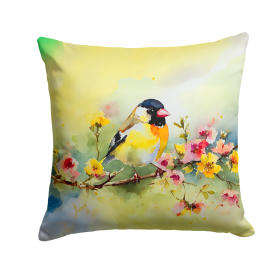 Watercolor Birds Throw Pillow (Design: Goldfinch 3224)