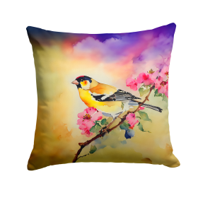Watercolor Birds Throw Pillow (Design: Goldfinch 3225)