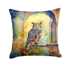 Watercolor Birds Throw Pillow (Design: Great Horned Owl 3226)