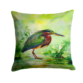 Watercolor Birds Throw Pillow (Design: Green Heron 3227)