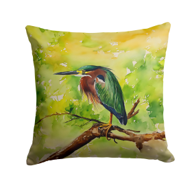 Watercolor Birds Throw Pillow (Design: Green Heron 3228)
