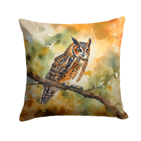 Watercolor Birds Throw Pillow (Design: Long-Eared Owl 3234)