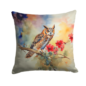 Watercolor Birds Throw Pillow (Design: Long-Eared Owl 3235)
