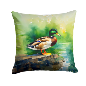 Watercolor Birds Throw Pillow (Design: Mallard 3236)
