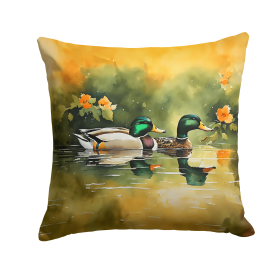 Watercolor Birds Throw Pillow (Design: Mallard 3237)