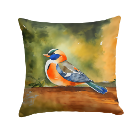 Watercolor Birds Throw Pillow (Design: Mandarin Duck 3242)