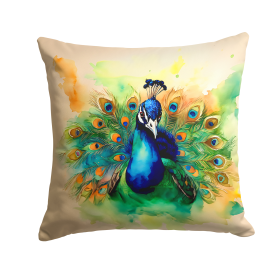 Watercolor Birds Throw Pillow (Design: Peacock 3248)