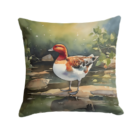 Watercolor Birds Throw Pillow (Design: Redhead Duck 3263)