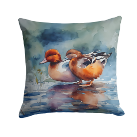 Watercolor Birds Throw Pillow (Design: Redhead Duck 3264)