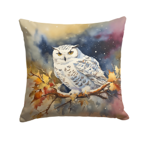 Watercolor Birds Throw Pillow (Design: Snowy Owl 3265)