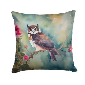 Watercolor Birds Throw Pillow (Design: Spectacled Owl 3269)