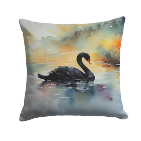 Watercolor Birds Throw Pillow (Design: Swan Black 3270)