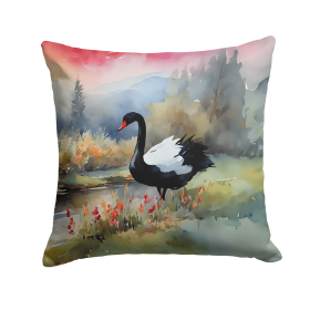 Watercolor Birds Throw Pillow (Design: Swan Black 3271)