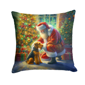 Moments with Santa Throw Pillow (Dog Breed: Airedale Terrier 4055)