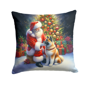 Moments with Santa Throw Pillow (Dog Breed: Akita 4056)