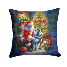 Moments with Santa Throw Pillow (Dog Breed: Alaskan Malamute 4057)