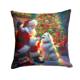 Moments with Santa Throw Pillow (Dog Breed: American Eskimo 4058)