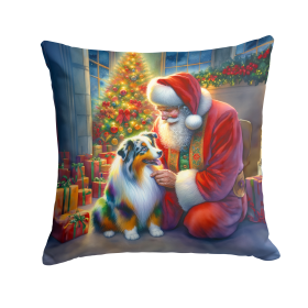 Moments with Santa Throw Pillow (Dog Breed: Australian Shepherd 4060)