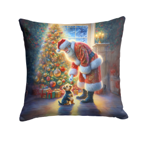 Moments with Santa Throw Pillow (Dog Breed: Australian Terrier 4061)