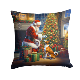 Moments with Santa Throw Pillow (Dog Breed: Basenji 4062)